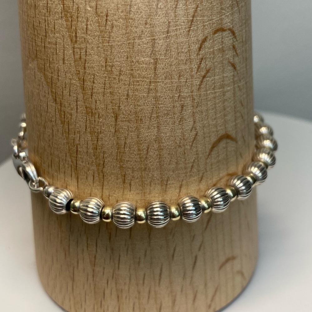 Silpada Very Rare Two-Tone Sterling Silver & Brass Corrugated Bead Bracelet